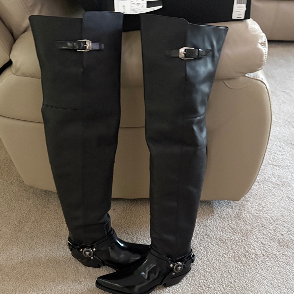 Versace Black Over the Knee Boots